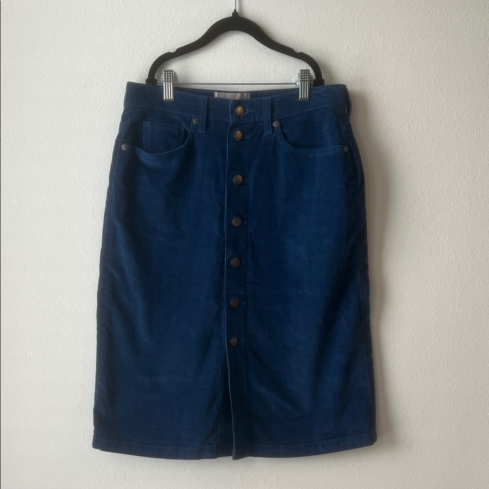 Everlane Navy Button-Down Pencil Skirt